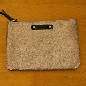Kate Spade New York rose gold glitter pouch